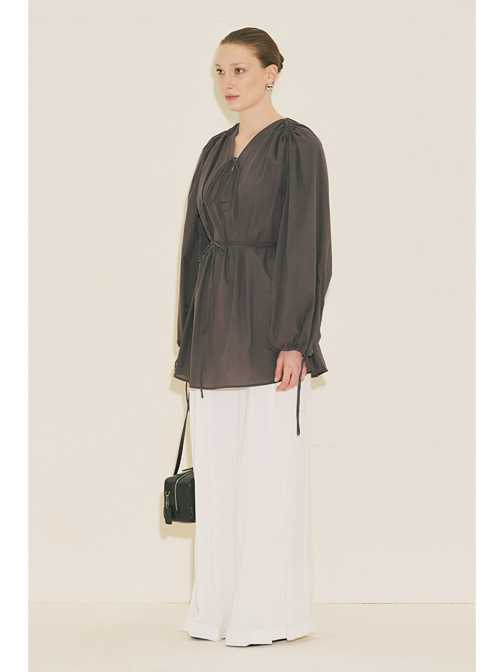 Bağlama Detaylı Tunik Kahverengi-6