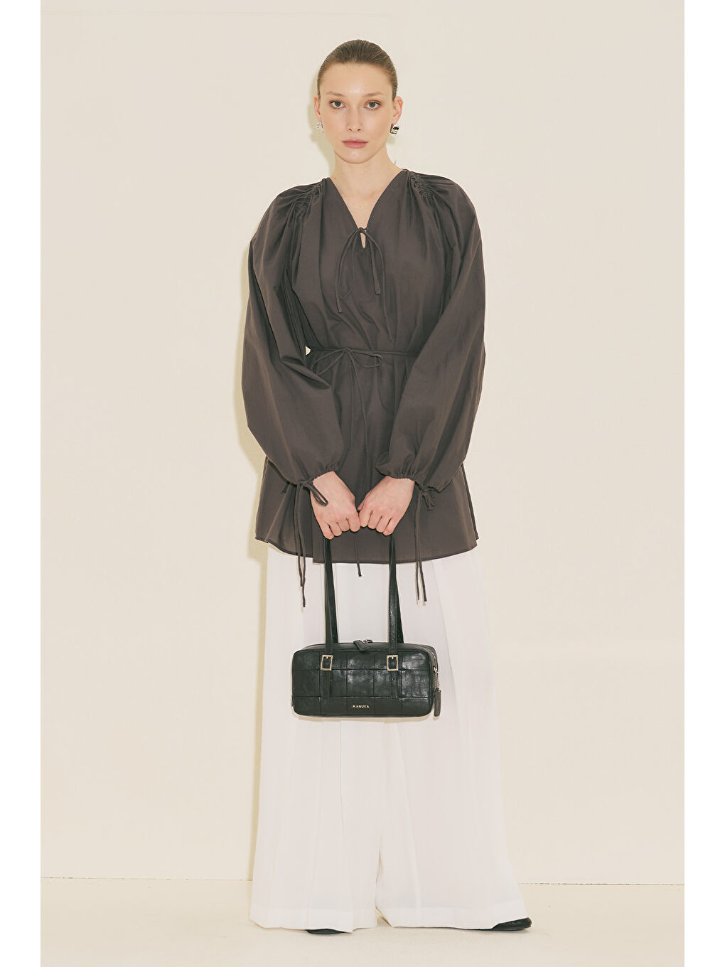 Bağlama Detaylı Tunik Kahverengi-7