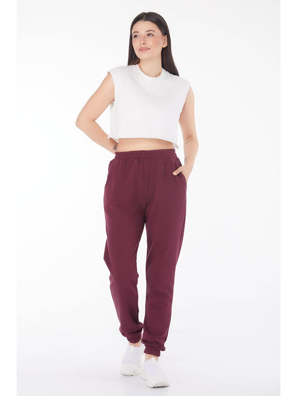 Orta Kadın Bordo Eşofman Altı - 25705-2