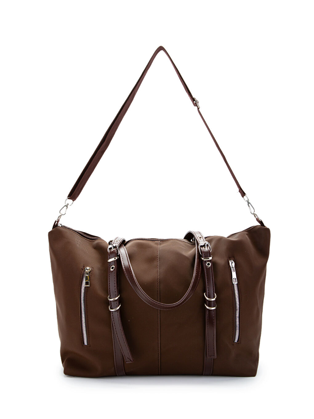 Cep Detaylı Suni Deri Kadın Kol Çanta Glide Kahverengi