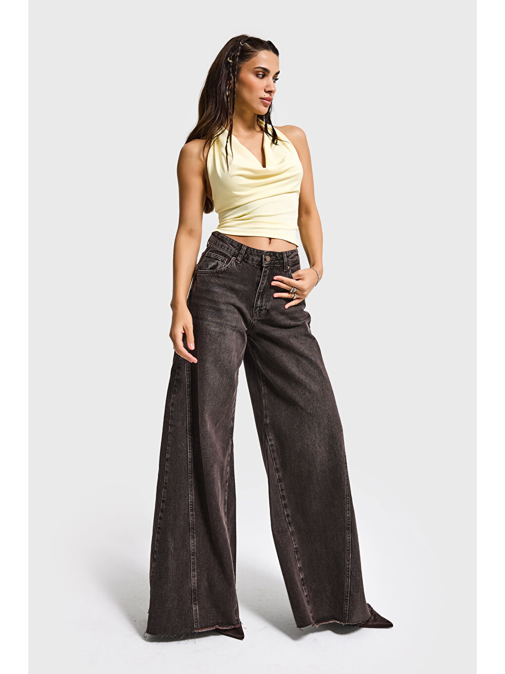 Mavi Kadın Koyu Jean Rengi 4s6-156 Süper Palazzo Fit Yan Detaylı Tasarım Denim Jean-4