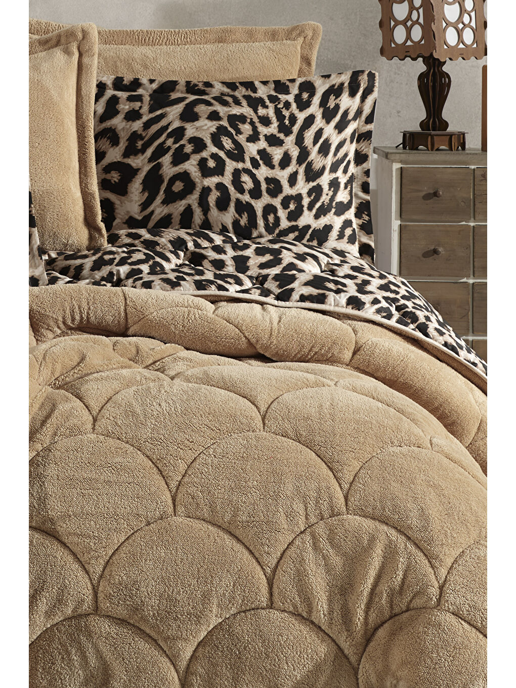 Kahverengi Wellsoft Battal Boy (King Size) Çift Taraflı Uyku Seti 260x240 cm Leo-1