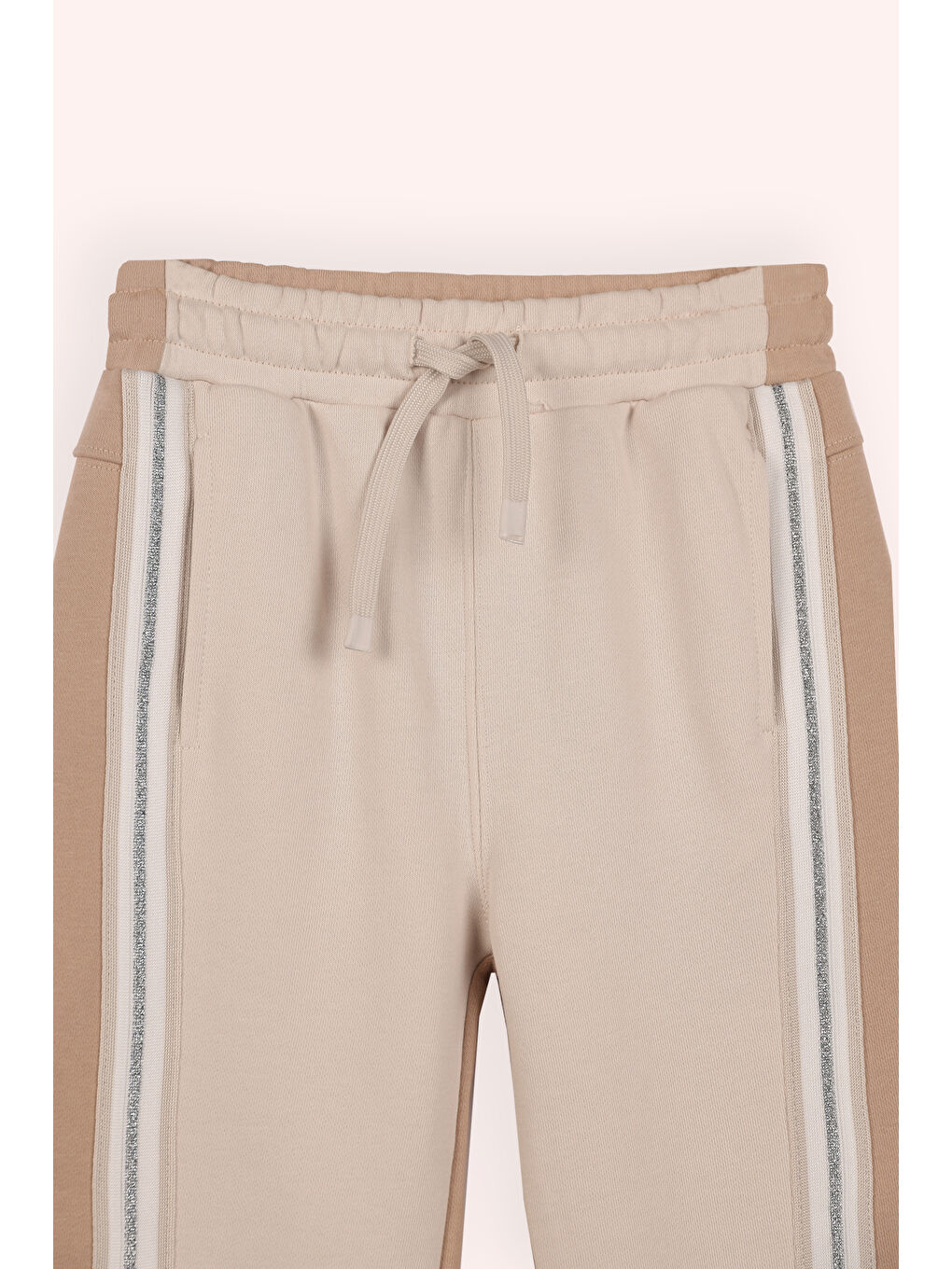 Kız Çocuk Bol Paça Eşofman Alt Bej-1