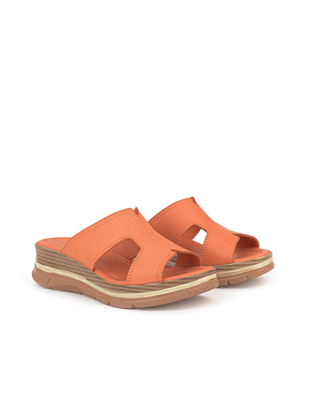 Kadın Hakiki Deri Dolgu Terlik 1611020Z2565 Turuncu-1