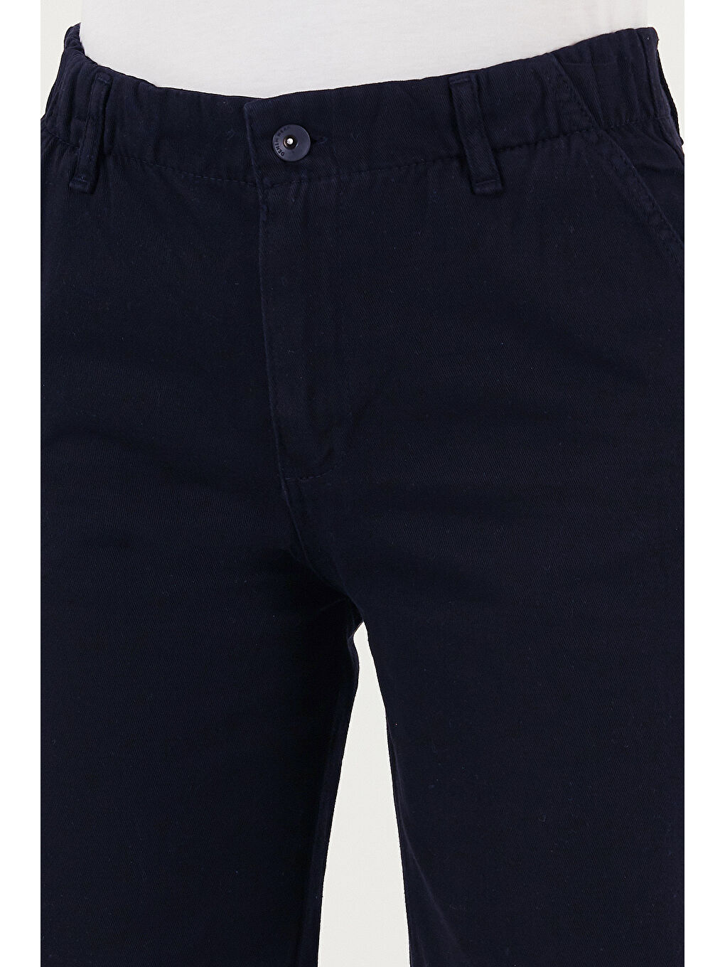 Lacivert Pamuklu Standart Fit Yüksek Bel Geniş Paça Kadın Pantolon 668YP5344-4