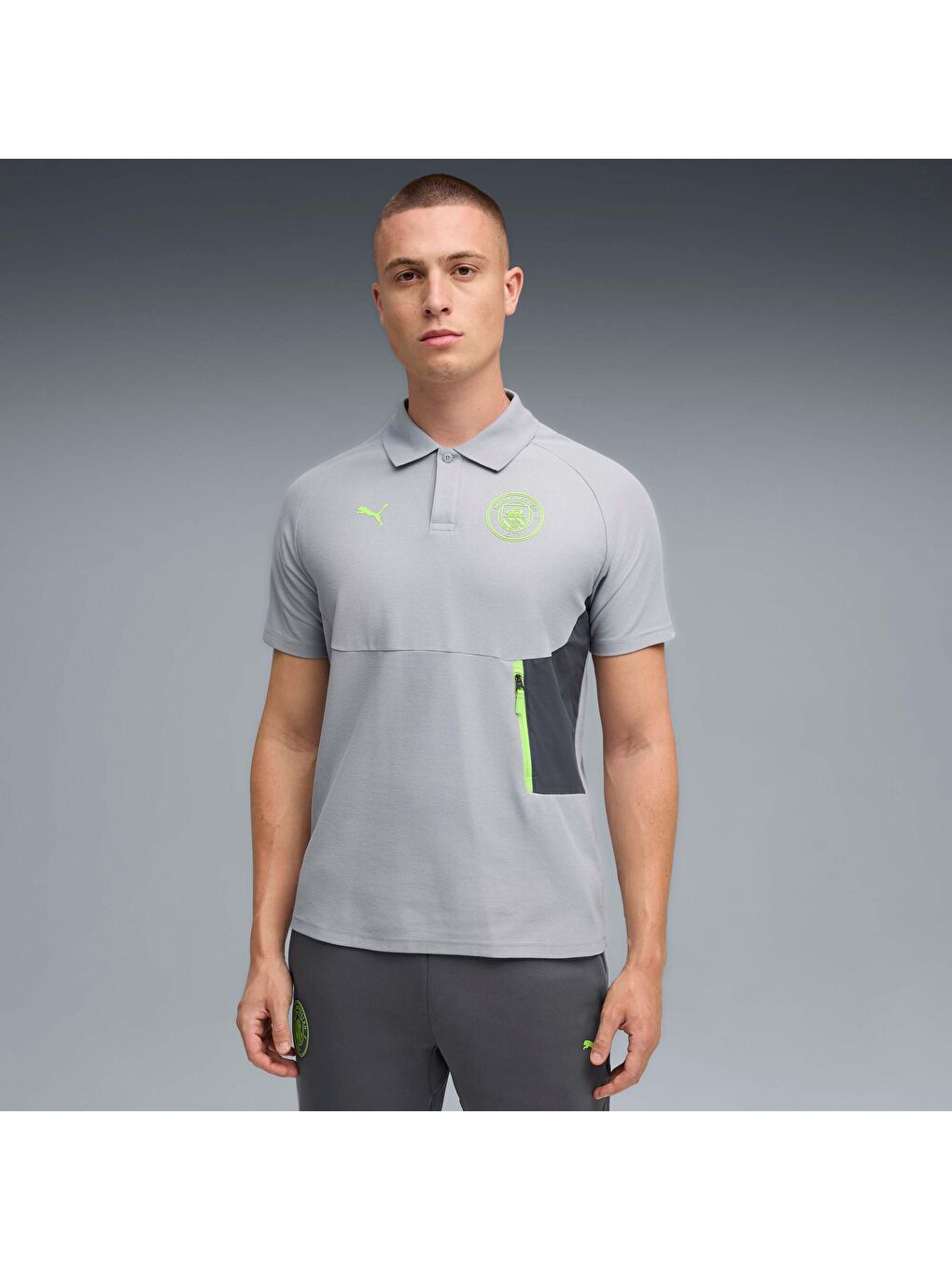 Gri Manchester CITY PUMATECH Erkek Polo-4