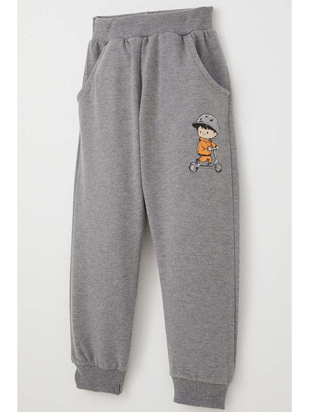 Turkuaz Erkek Bebek Eşofman Takım Scooter Süren Çocuk Baskılı Su Yeşili (9 Ay-2 Yaş)-6