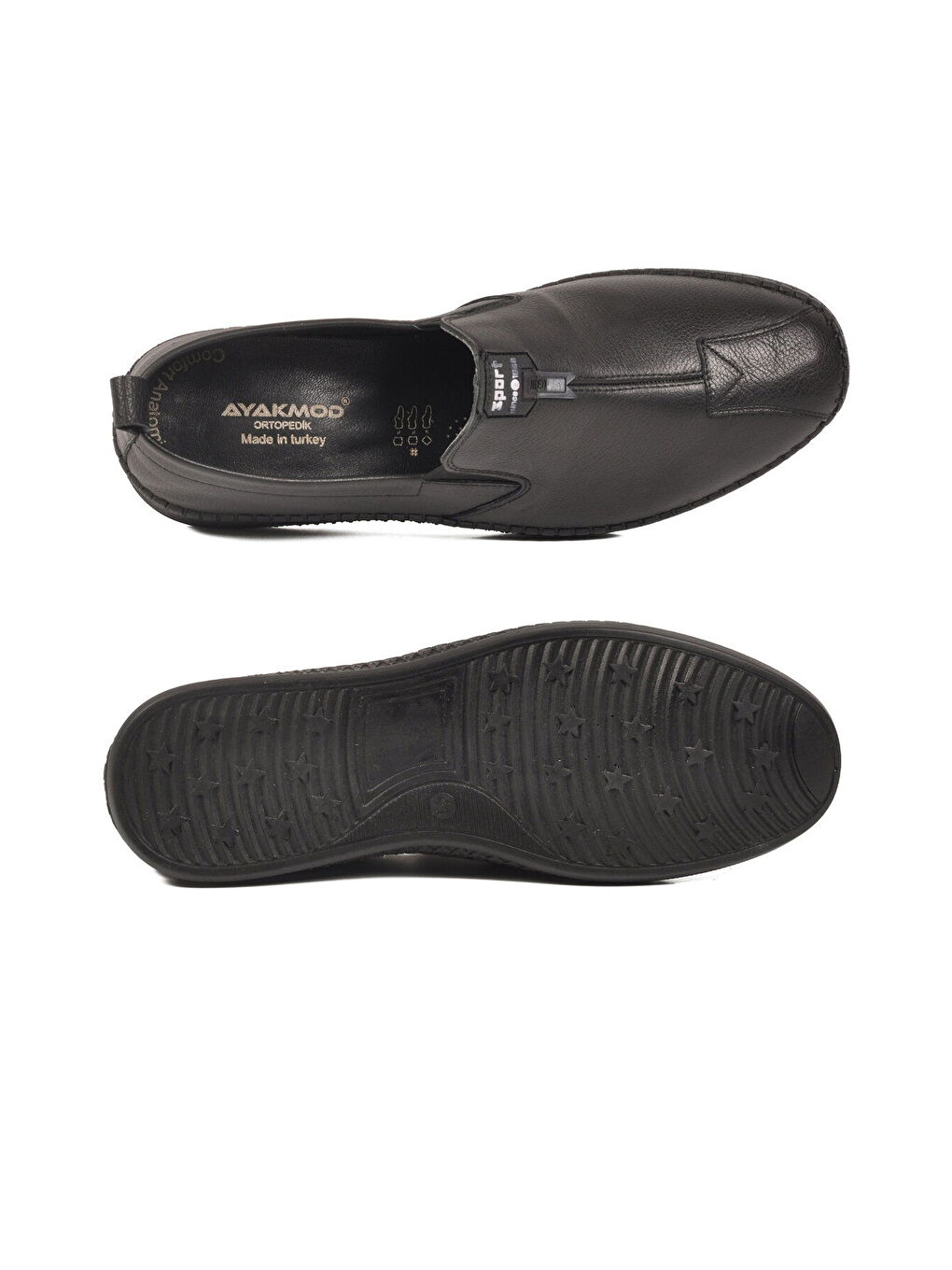 Siyah Hakiki Deri Ortopedik Erkek Casual Ayakkabı 308 M-4