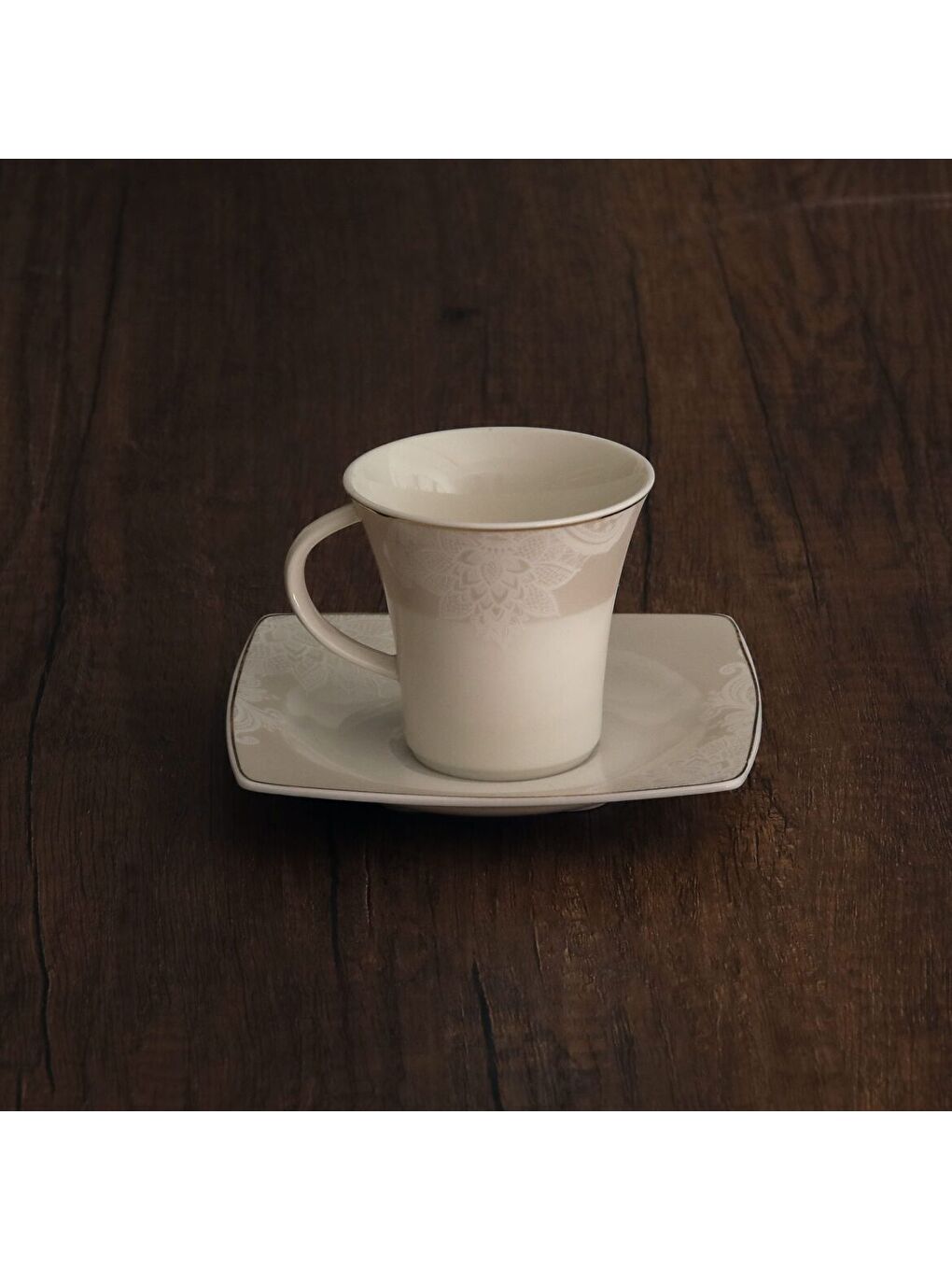 Ekru Caroline 12 Parça 6 Kişilik Kahve Fincan Takımı - 5429