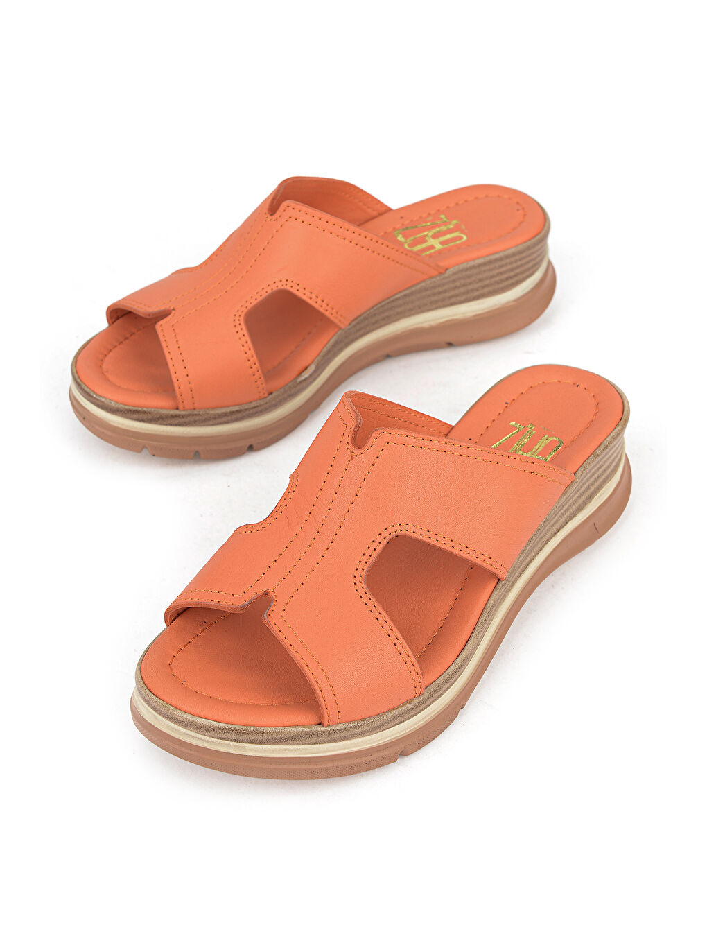 Kadın Hakiki Deri Dolgu Terlik 1611020Z2565 Turuncu-4