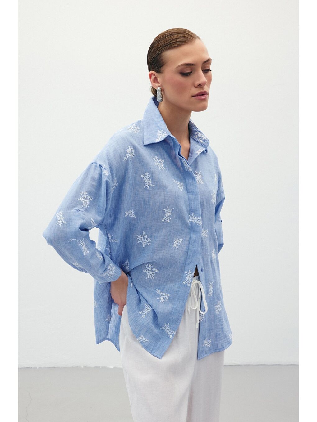 Salaş Nakışlı Gömlek - Bebe Mavi-2