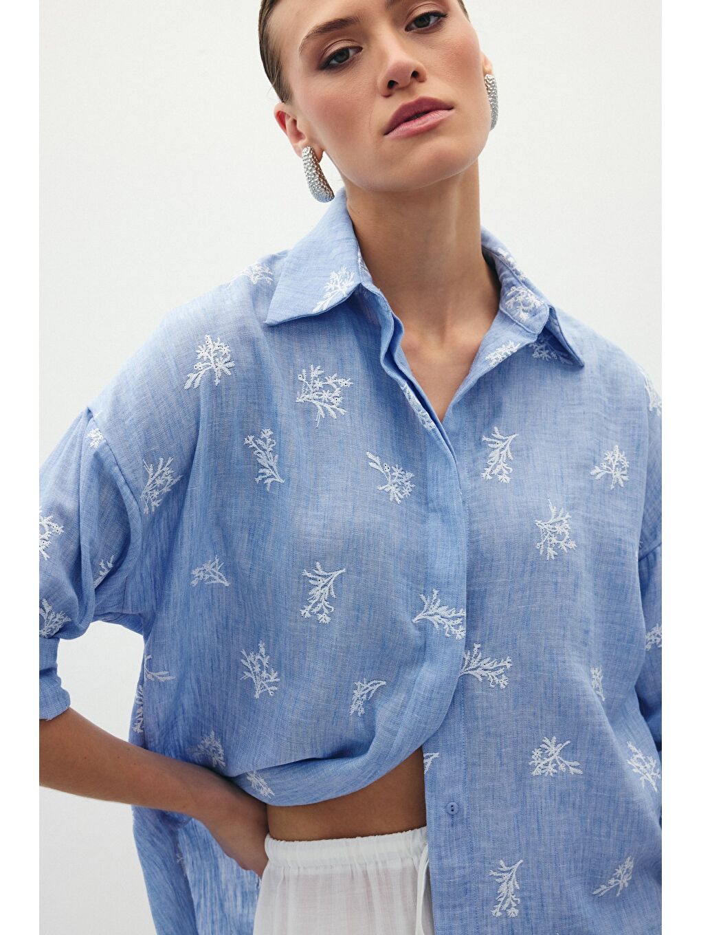 Salaş Nakışlı Gömlek - Bebe Mavi-6