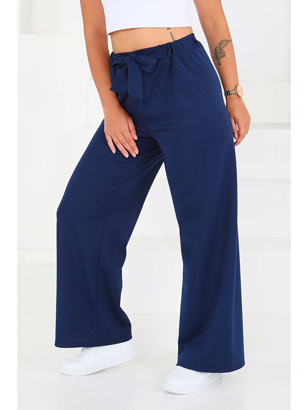 Önden Bağlamalı Pantolon Lacivert - 27553-1