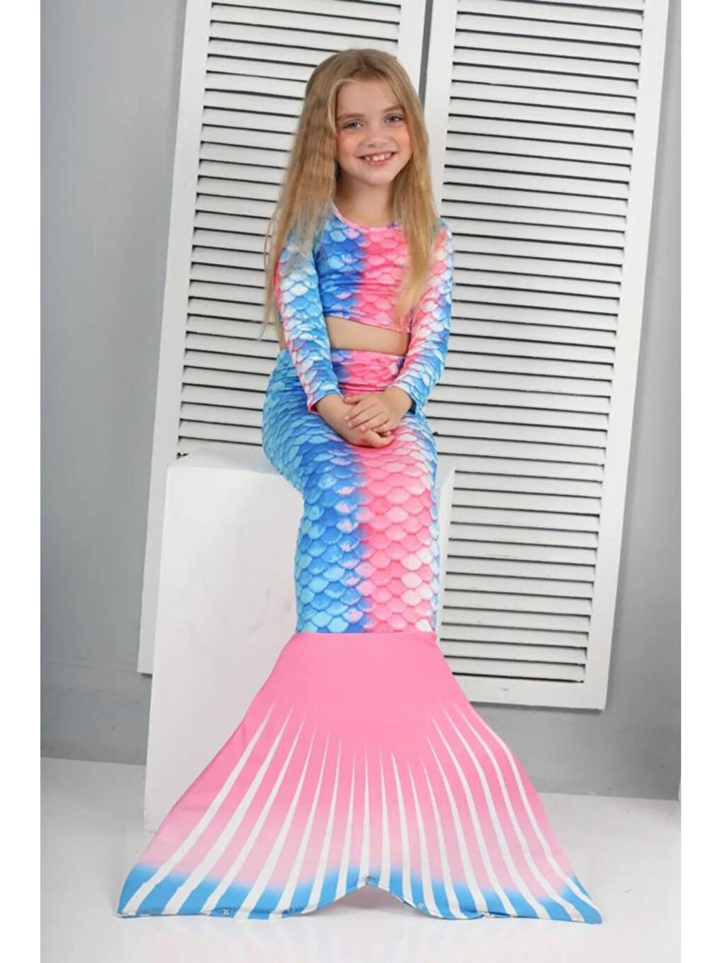 Pembe Kız Çocuk Deniz Kızı Kostümü
