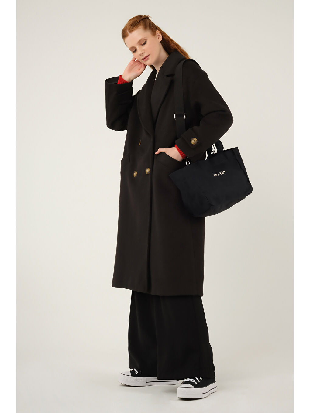 Kolu Apolet Detaylı Kaban Siyah-4