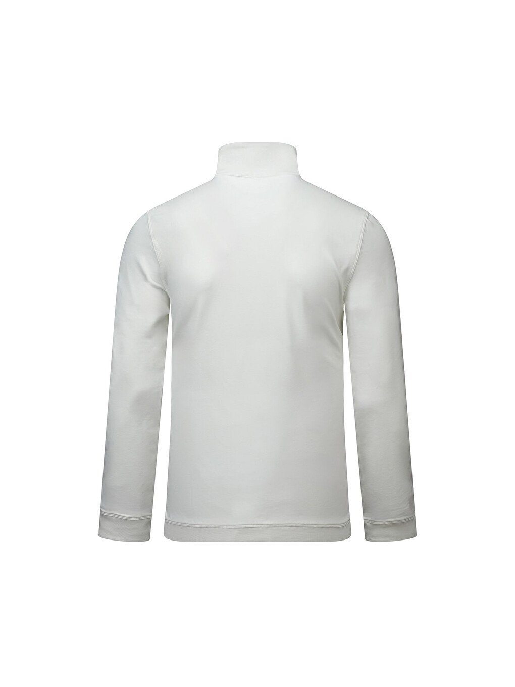 Beyaz Regular Fit Yarım Balıkçı Yaka Fermuarlı Sweatshirt-2