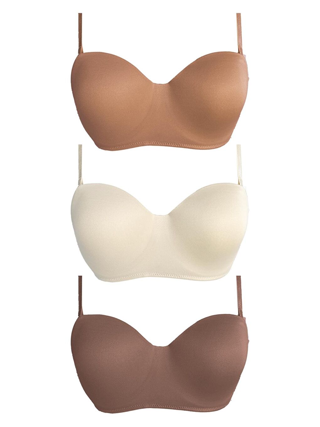 Karışık Balenli Toparlayıcı Dolgusuz Straplez Lotus Sütyen 3'Lü Paket