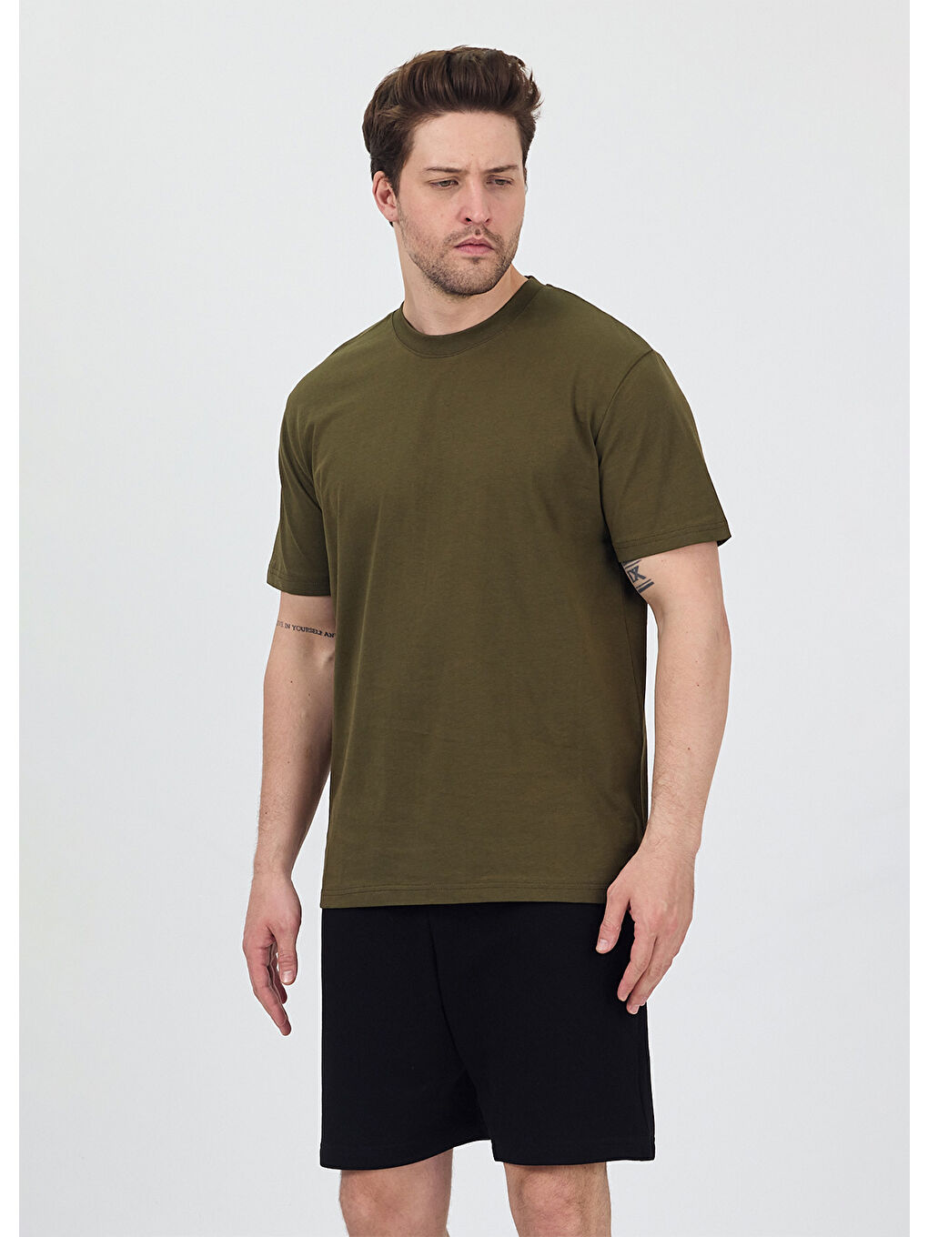 Erkek Basic Haki T-Shirt-1