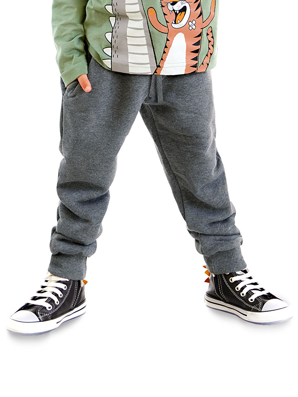 Denokids Gri Basic Unisex Gri Eşofman Altı - 1