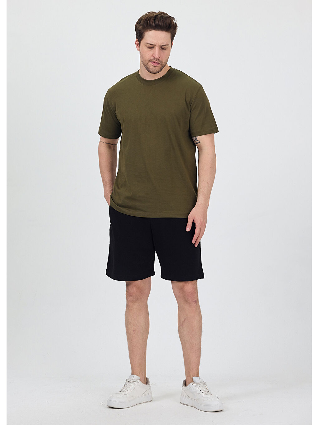 Erkek Basic Haki T-Shirt-2