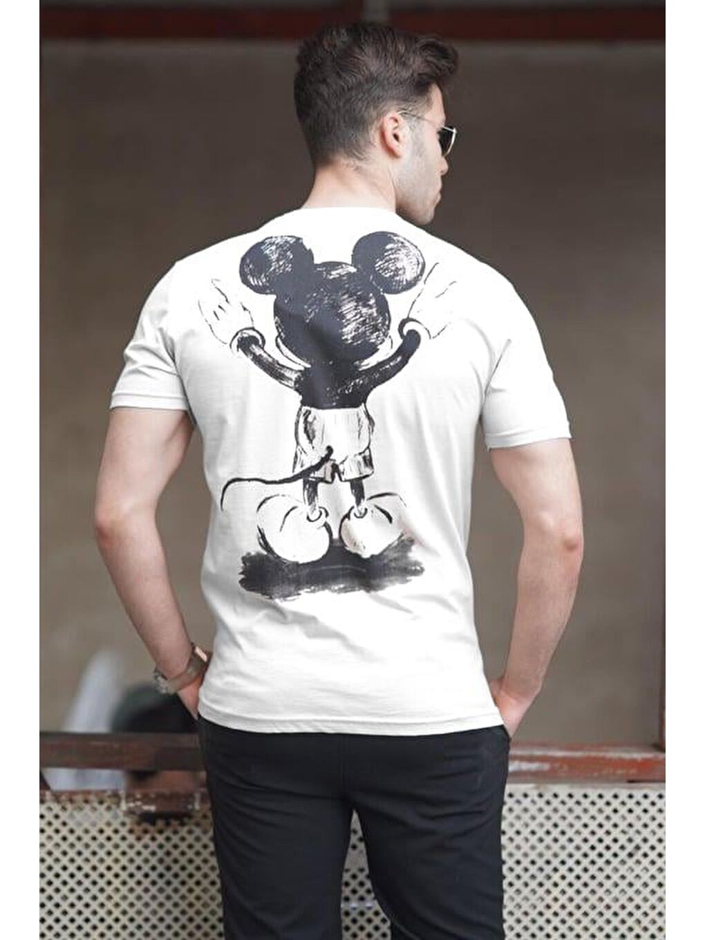 Beyaz Erkek Baskılı %100 Pamuk Tişört 5275-1