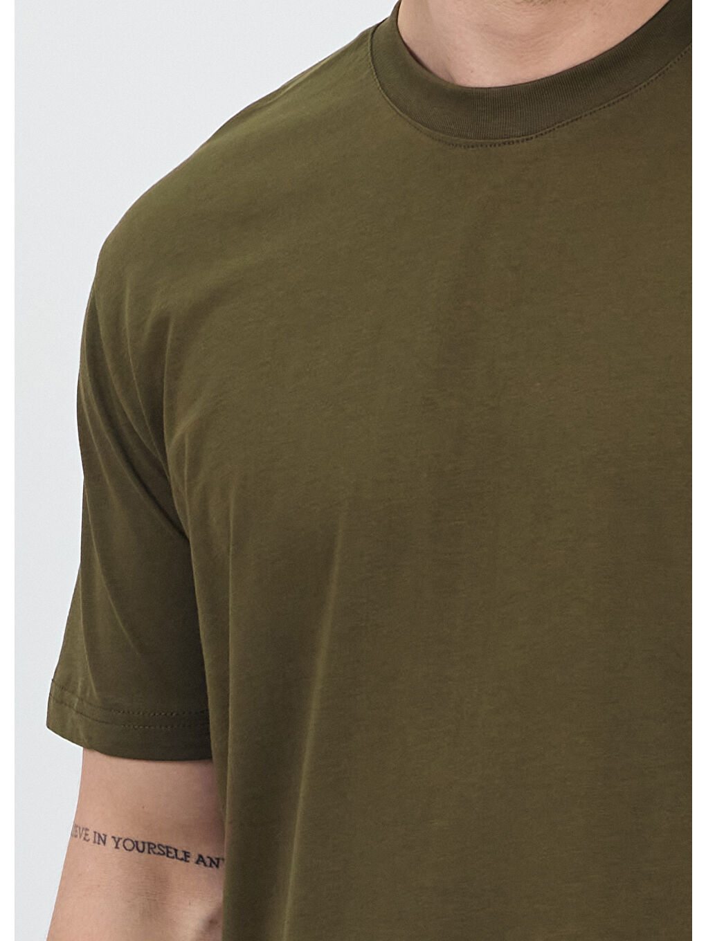 Erkek Basic Haki T-Shirt-3