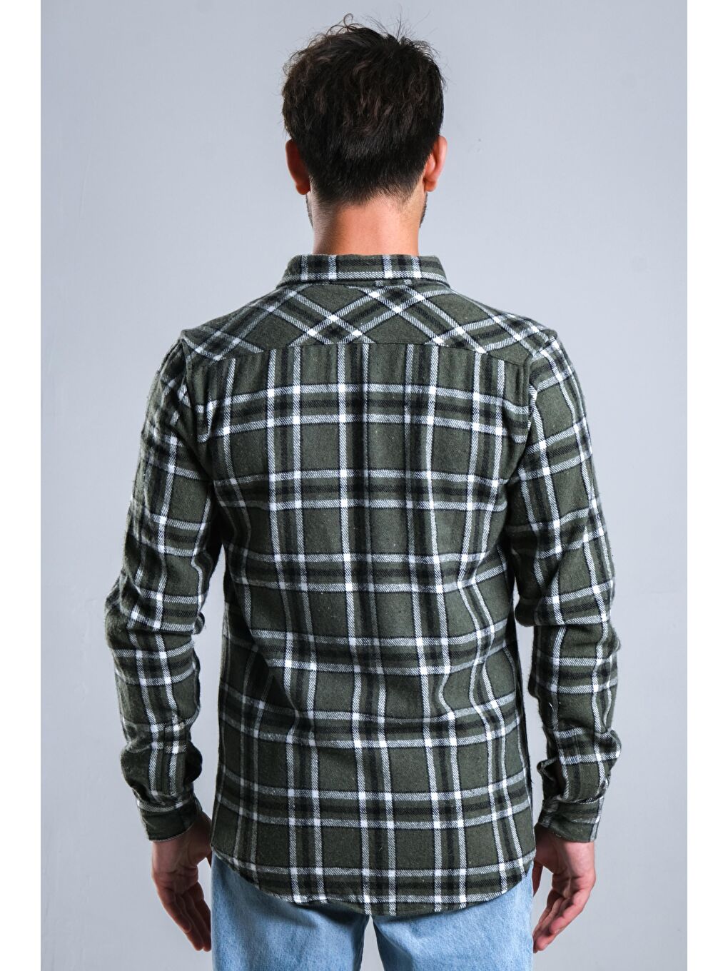 Haki Kareli Kışlık Erkek Oduncu Gömlek MAR 4161-7