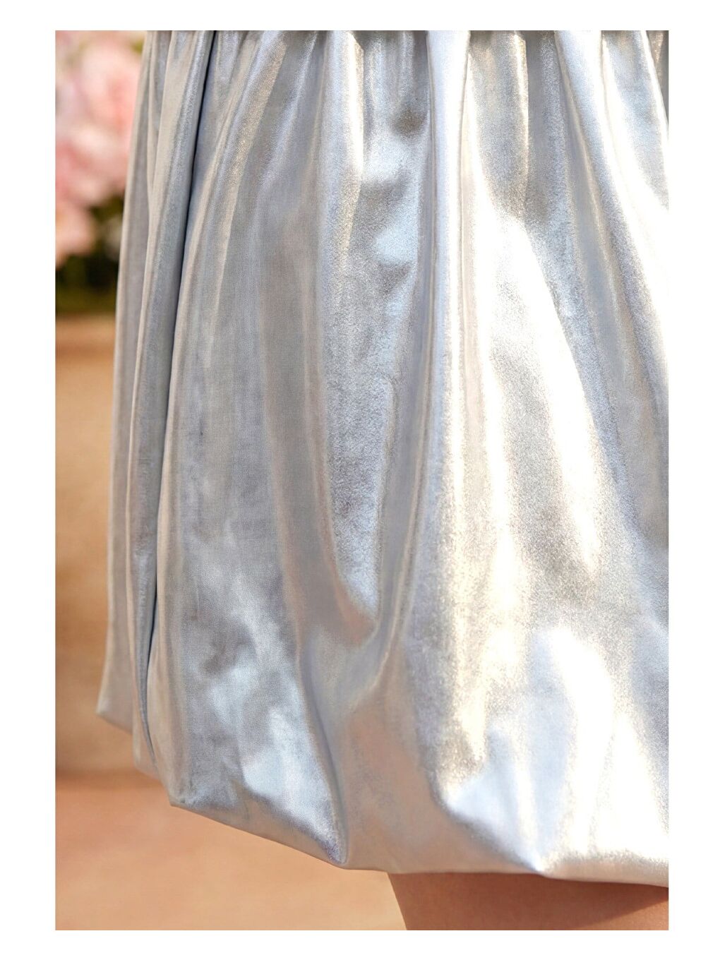 Kız Çocuk Pamuklu Beyaz Gümüş Fiyonk Detaylı Tişört Etek Takım-1