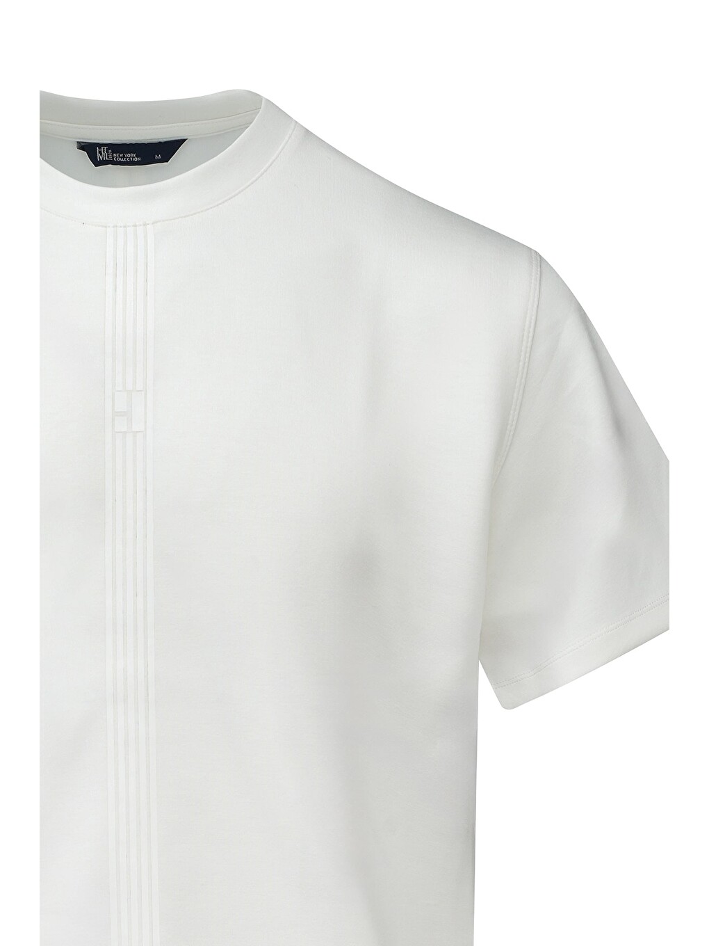 Beyaz Regular Fit Bisiklet Yaka Tişört-1