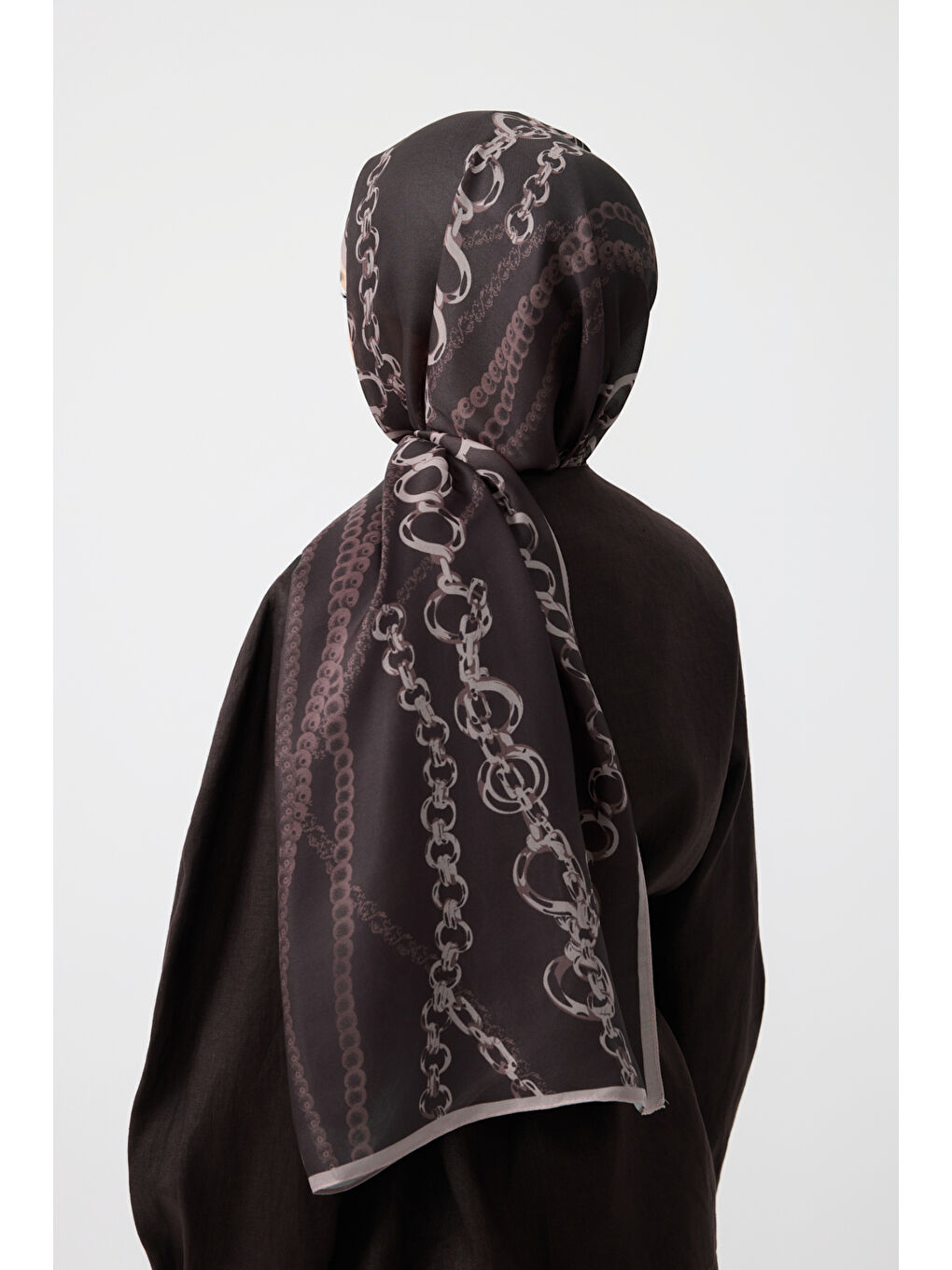Kahverengi Pamuk Twill Şal Loop Line Kahve-5