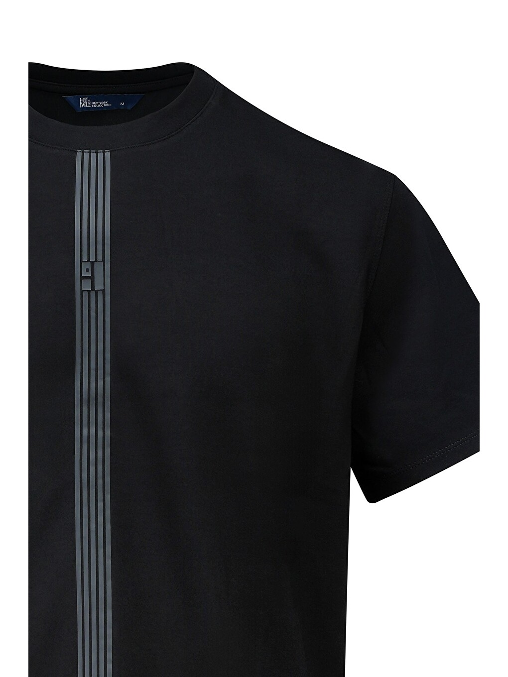 Siyah Regular Fit Bisiklet Yaka Tişört-1