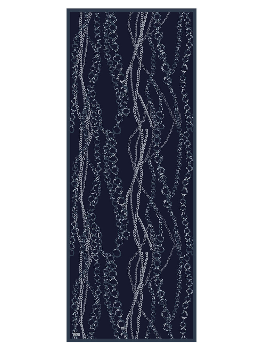 Pamuk Twill Şal Loop Line Lacivert-5