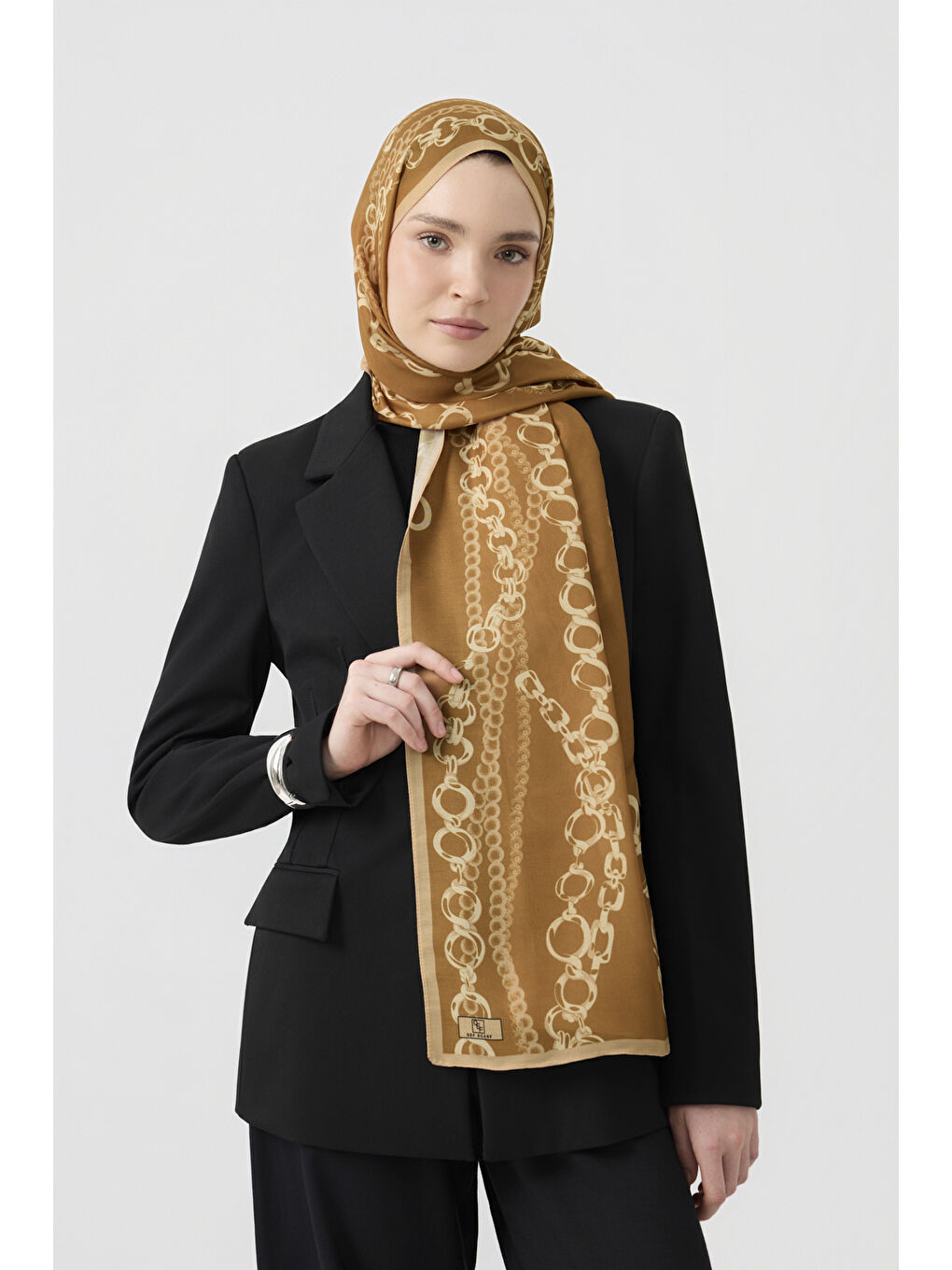 Bej Pamuk Twill Şal Loop Line Camel