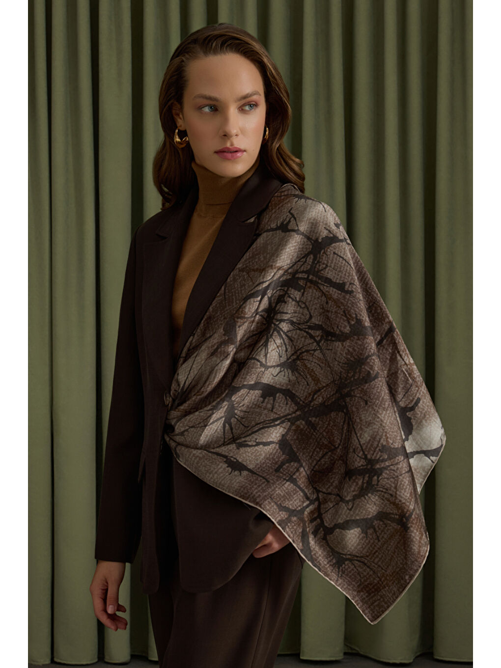 Kahverengi Lyocell Ceket-1