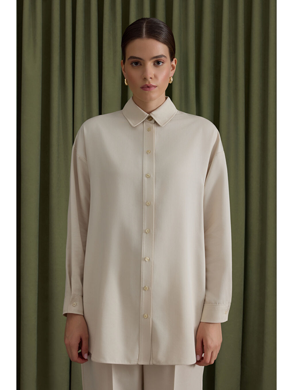 Bej Taş Lyocell Tunik