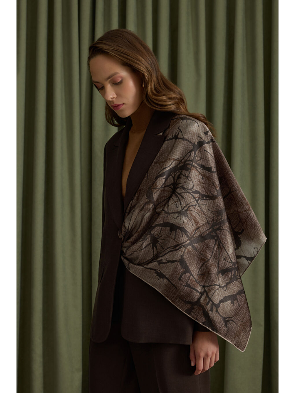 Kahverengi Lyocell Ceket-2