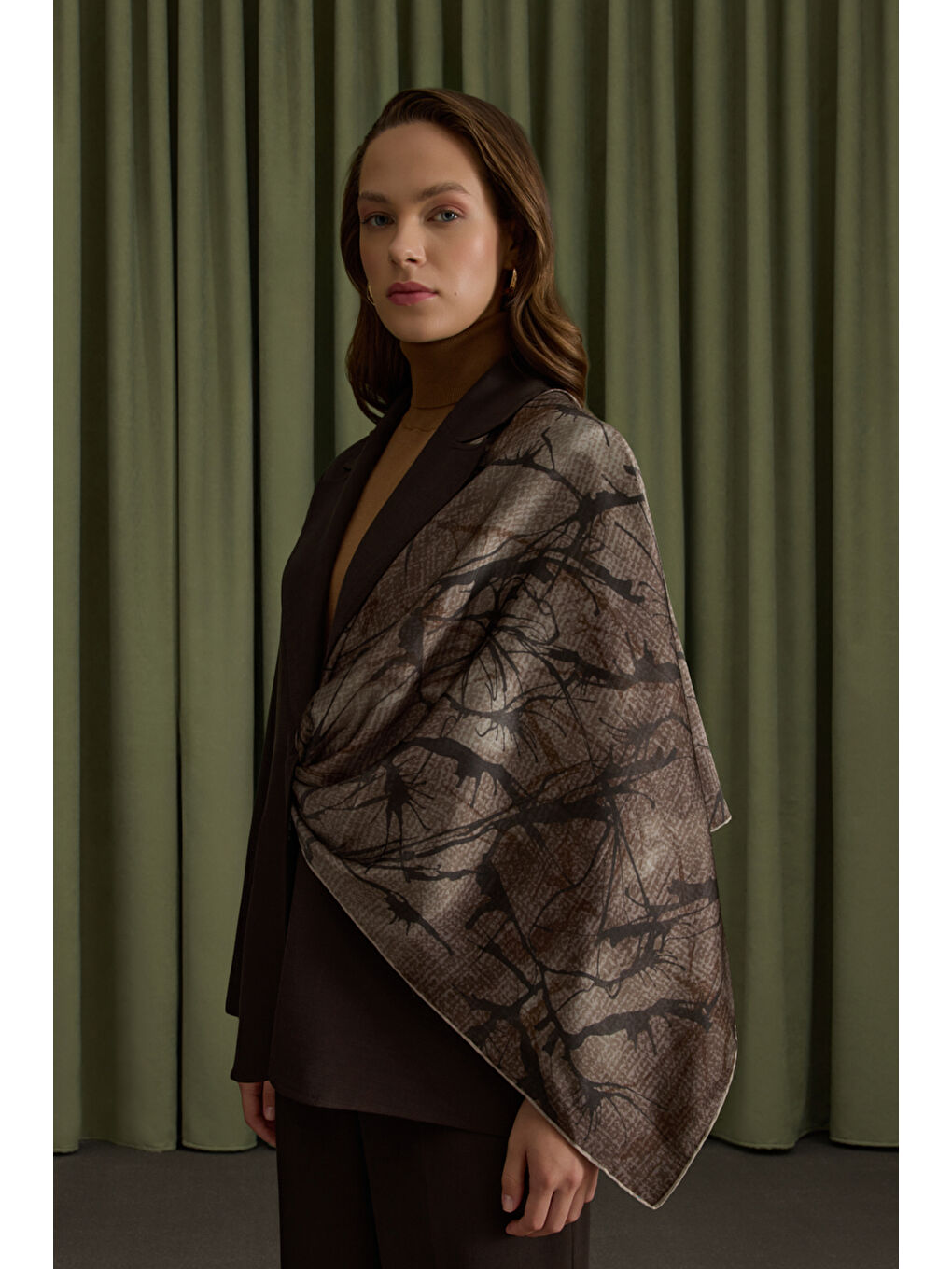 Kahverengi Lyocell Ceket-3