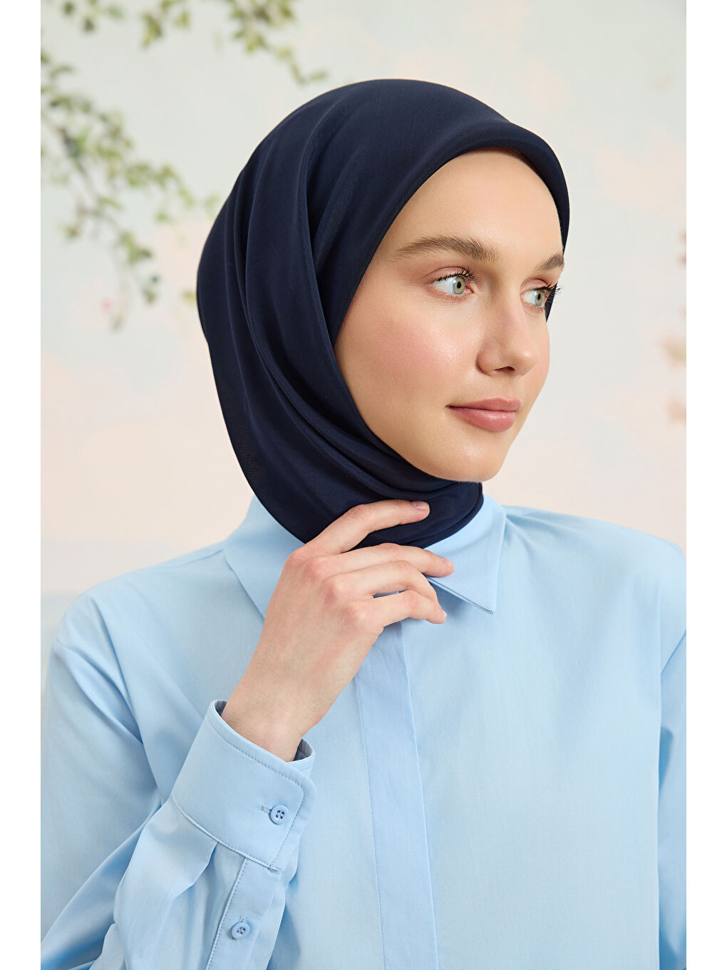 Floş Viskon Düz Eşarp Lacivert-1