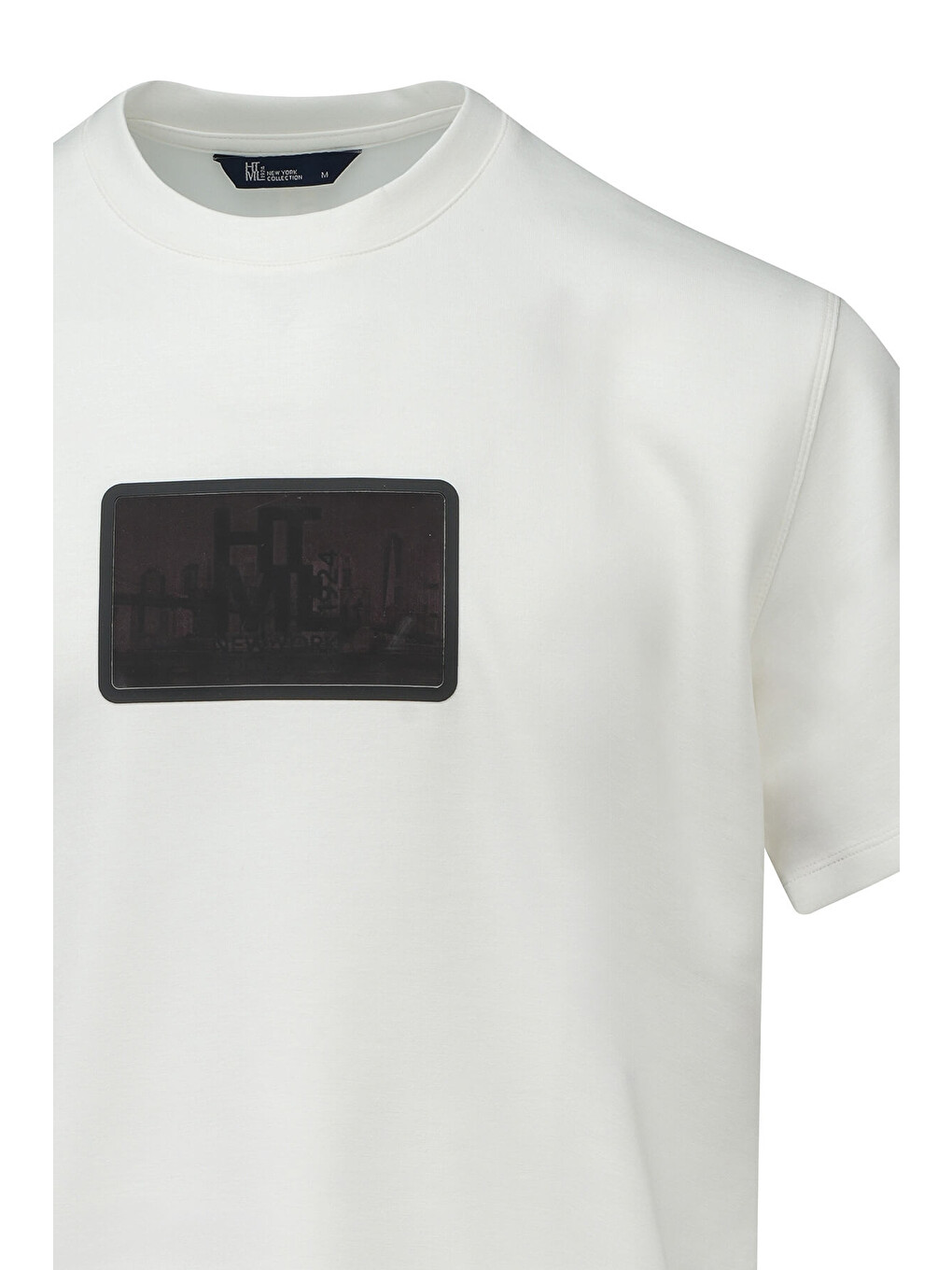 Beyaz Regular Fit Bisiklet Yaka Tişört-1