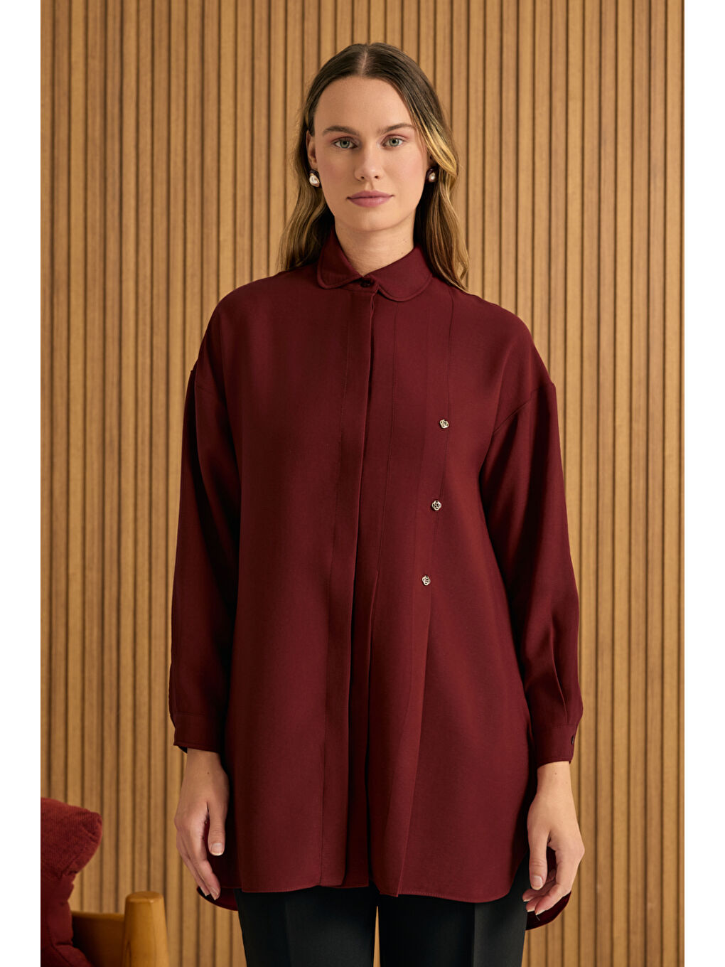 Bordo Koza Logolu Modal Tunik-2