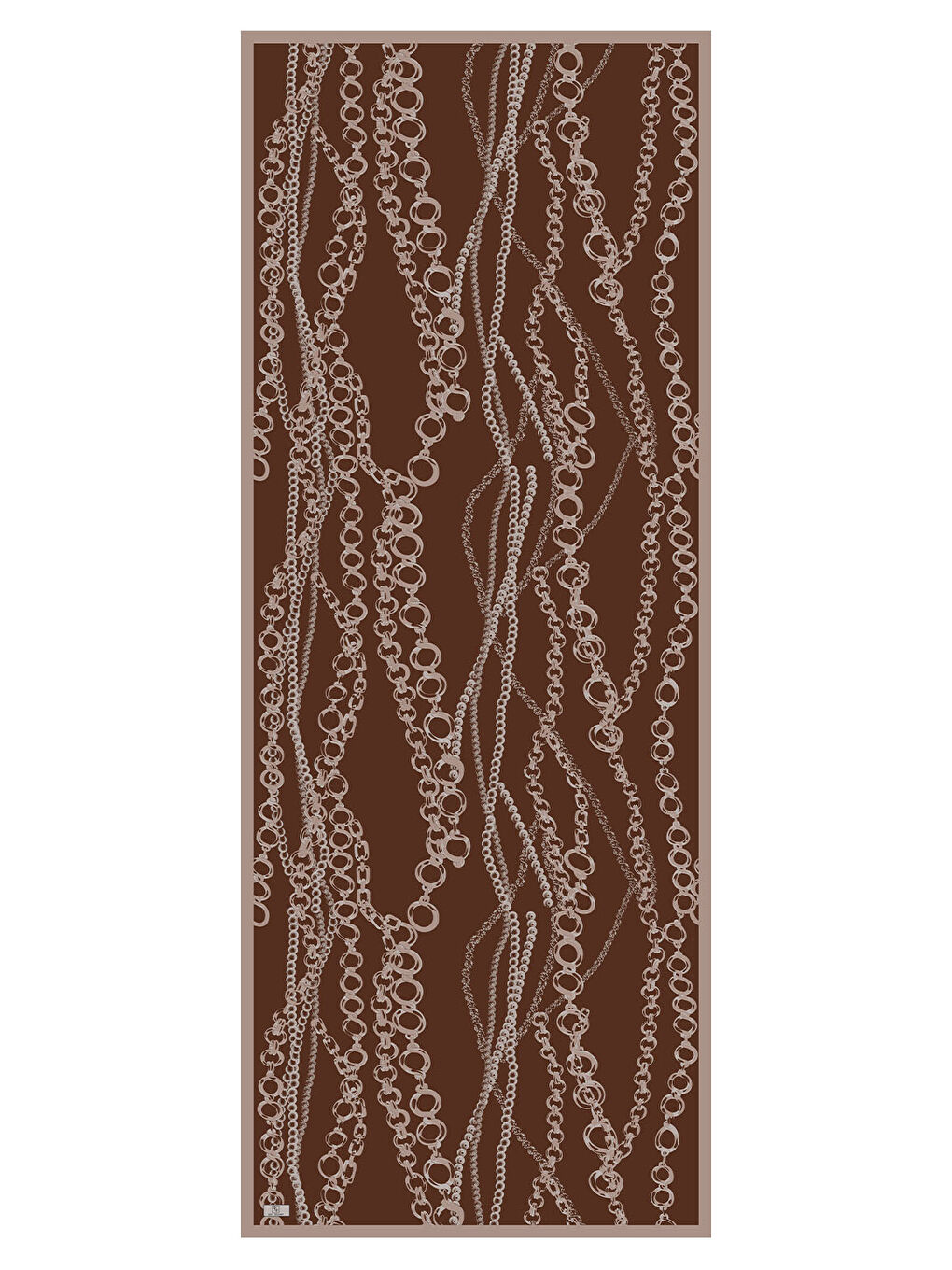 Kahverengi Pamuk Twill Şal Loop Line Kızıl Kahve-4