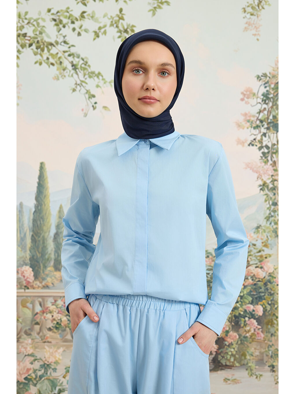 Floş Viskon Düz Eşarp Lacivert-4