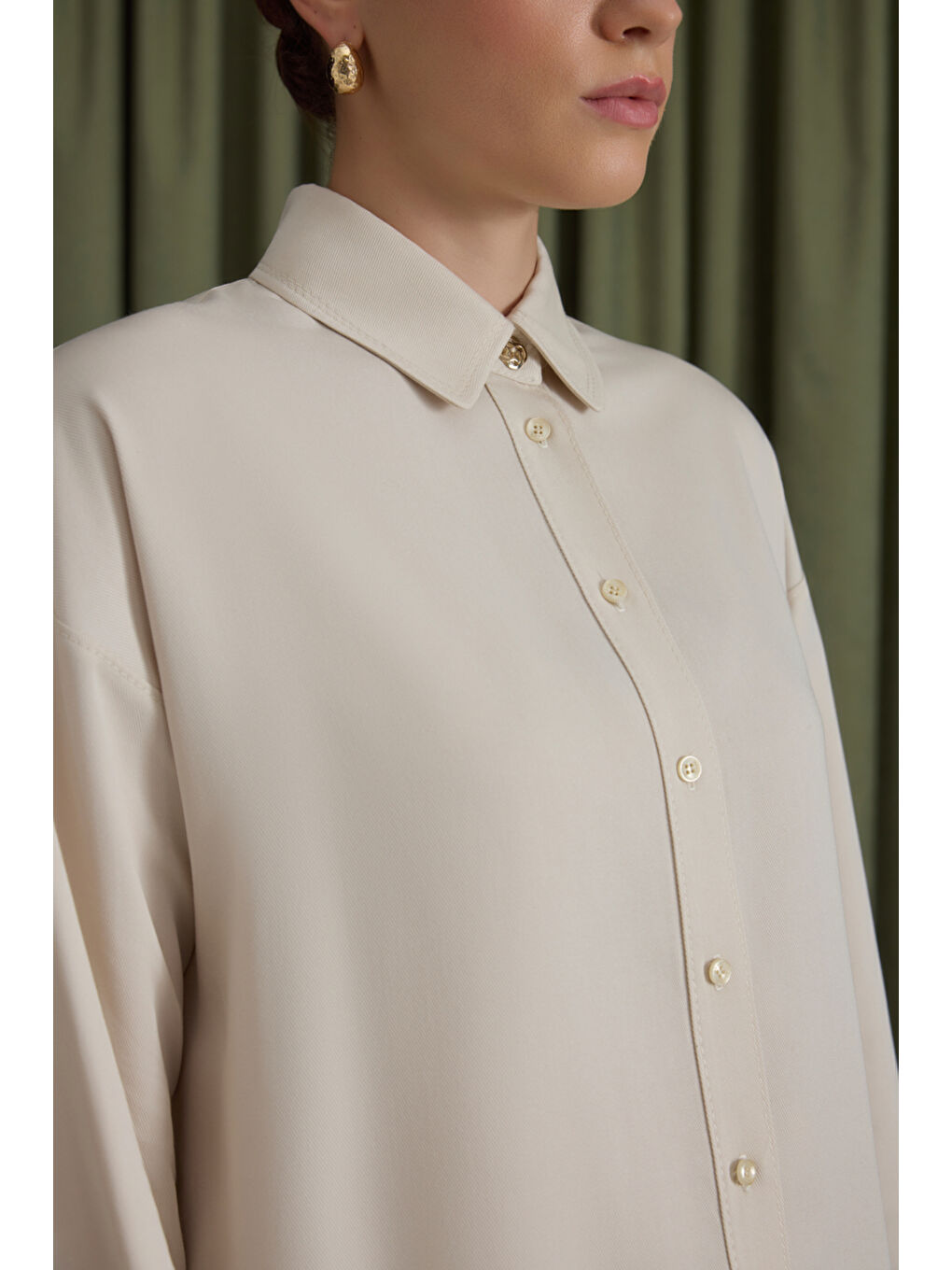 Bej Taş Lyocell Tunik-2