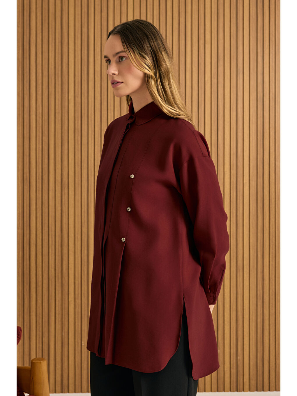 Bordo Koza Logolu Modal Tunik-3