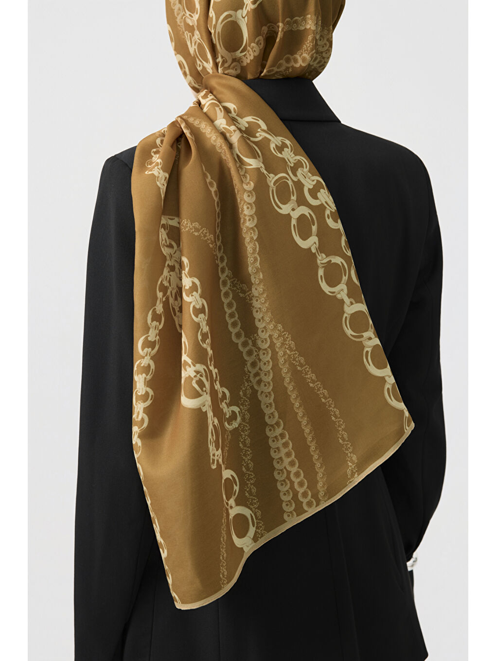 Bej Pamuk Twill Şal Loop Line Camel-4