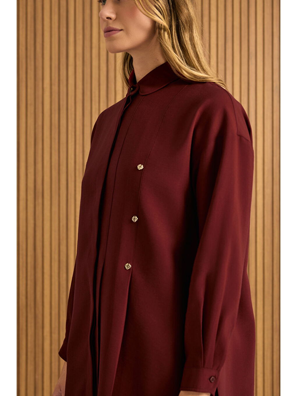 Bordo Koza Logolu Modal Tunik-4