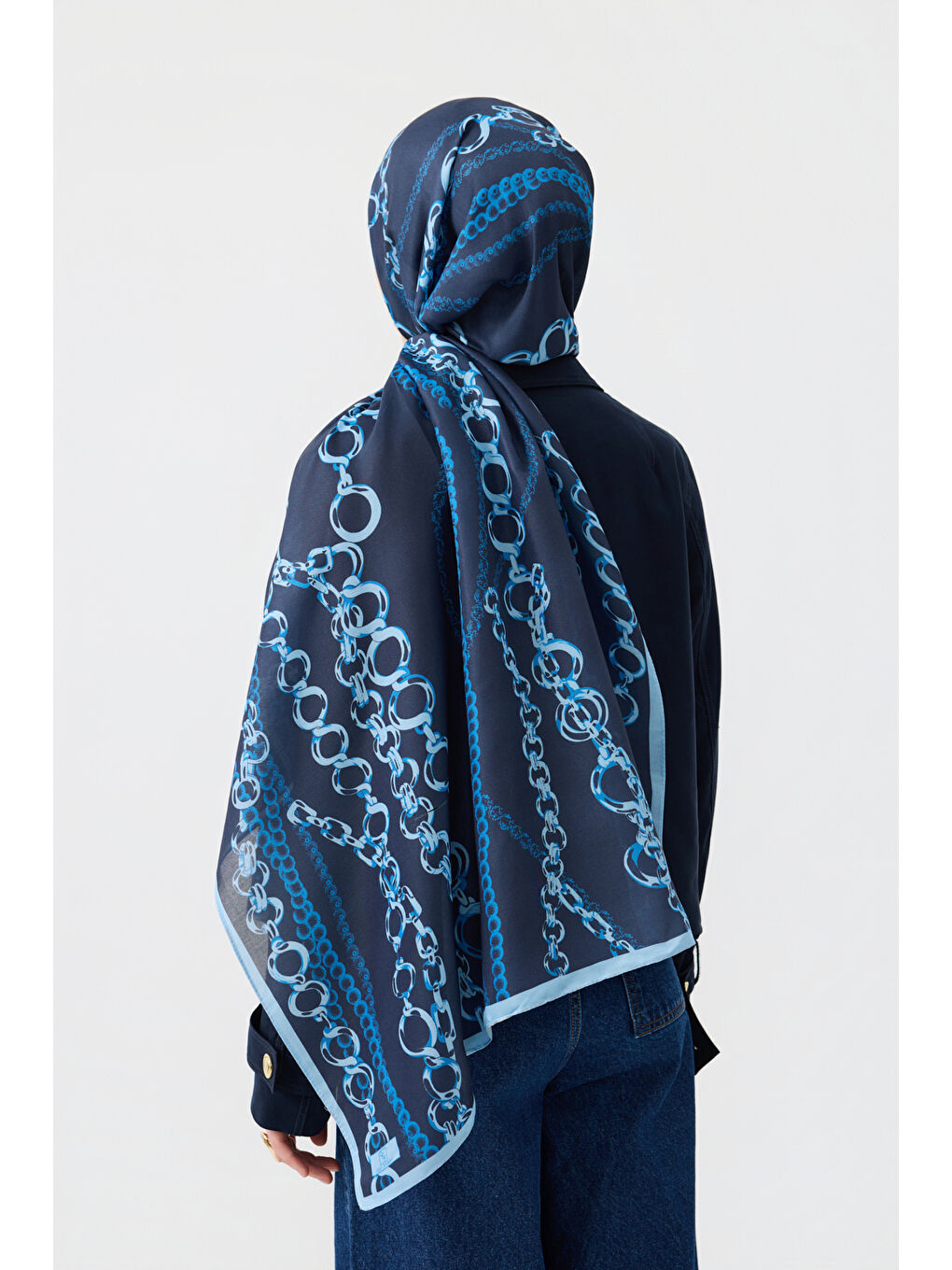 Pamuk Twill Şal Loop Line İndigo-4