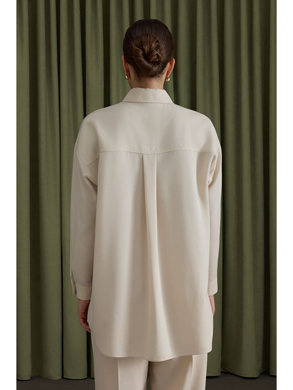 Bej Taş Lyocell Tunik-4