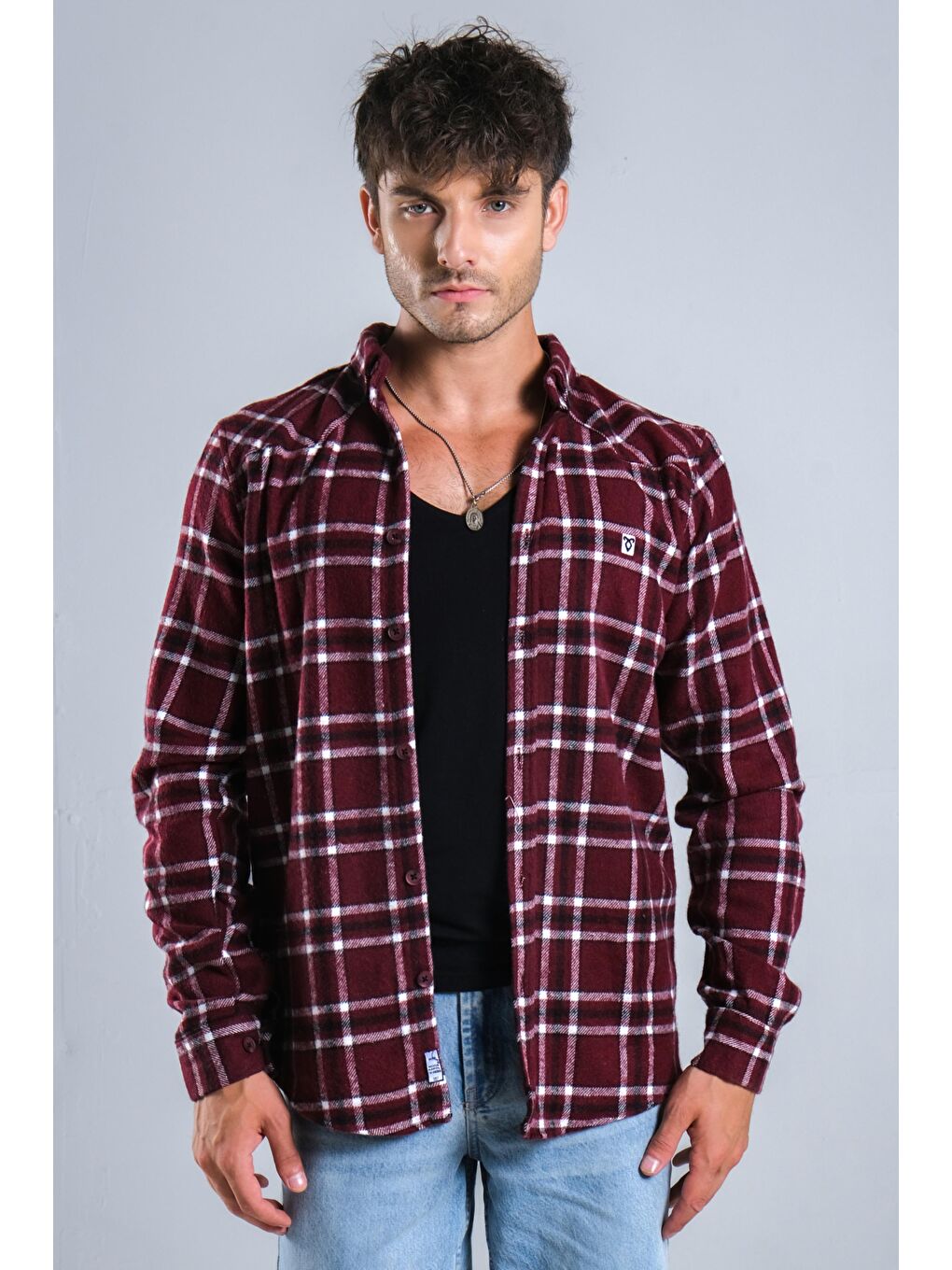 Bordo Kareli Kışlık Erkek Oduncu Gömlek MAR 4161