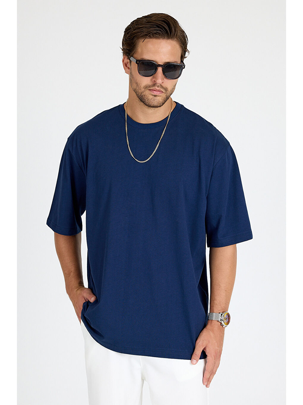Erkek Timeless Oversize Lacivert T-Shirt